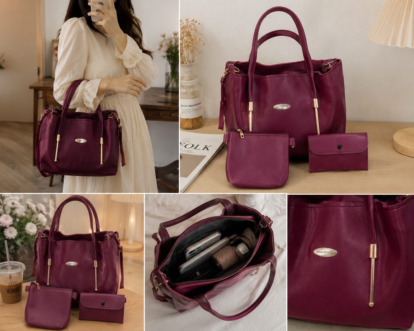 Carla 3 Pcs Leather Shoulder Bag Set