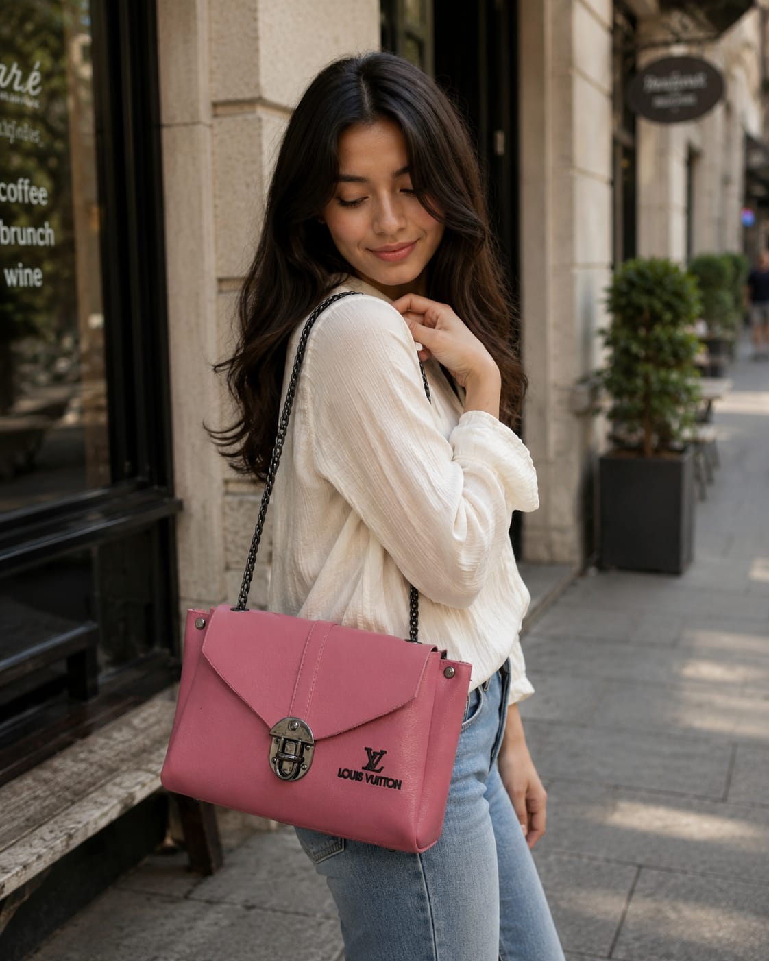 Elegant Pink Chain Shoulder Bag for Women