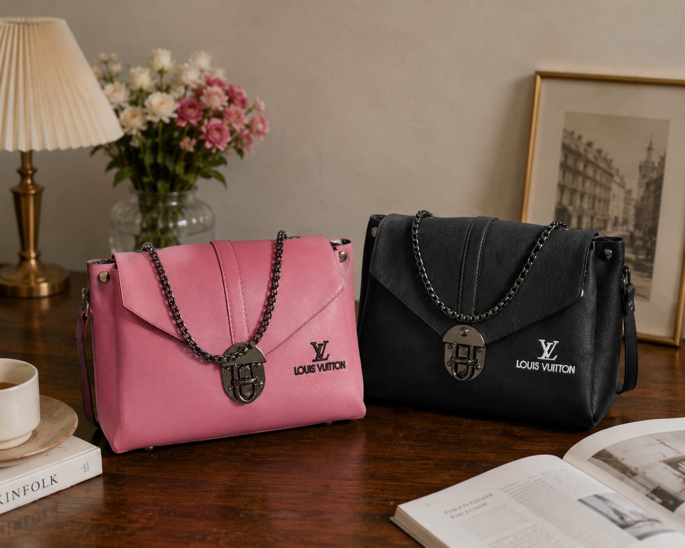 Elegant Pink Chain Shoulder Bag for Women