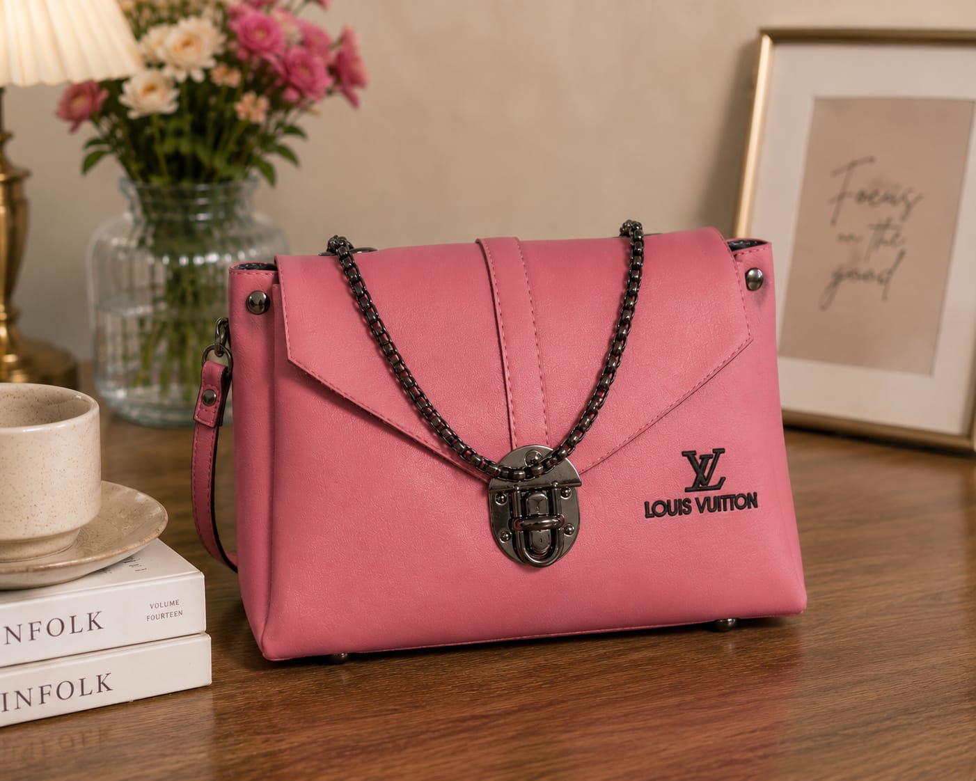 Elegant Pink Chain Shoulder Bag for Women